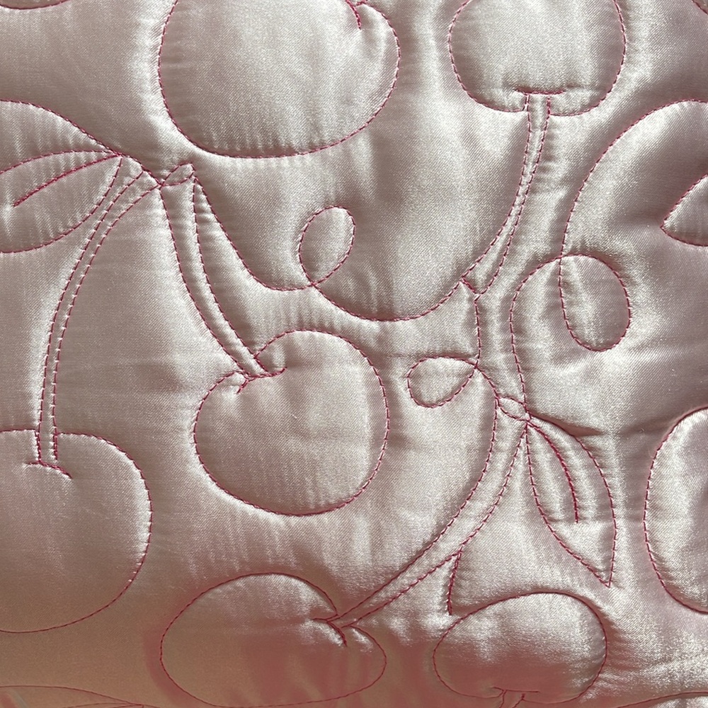 Juicy Couture Luxurious Satin Cherry Print King Size 3 Piece Quilt & Sham Set - Picture 10 of 10